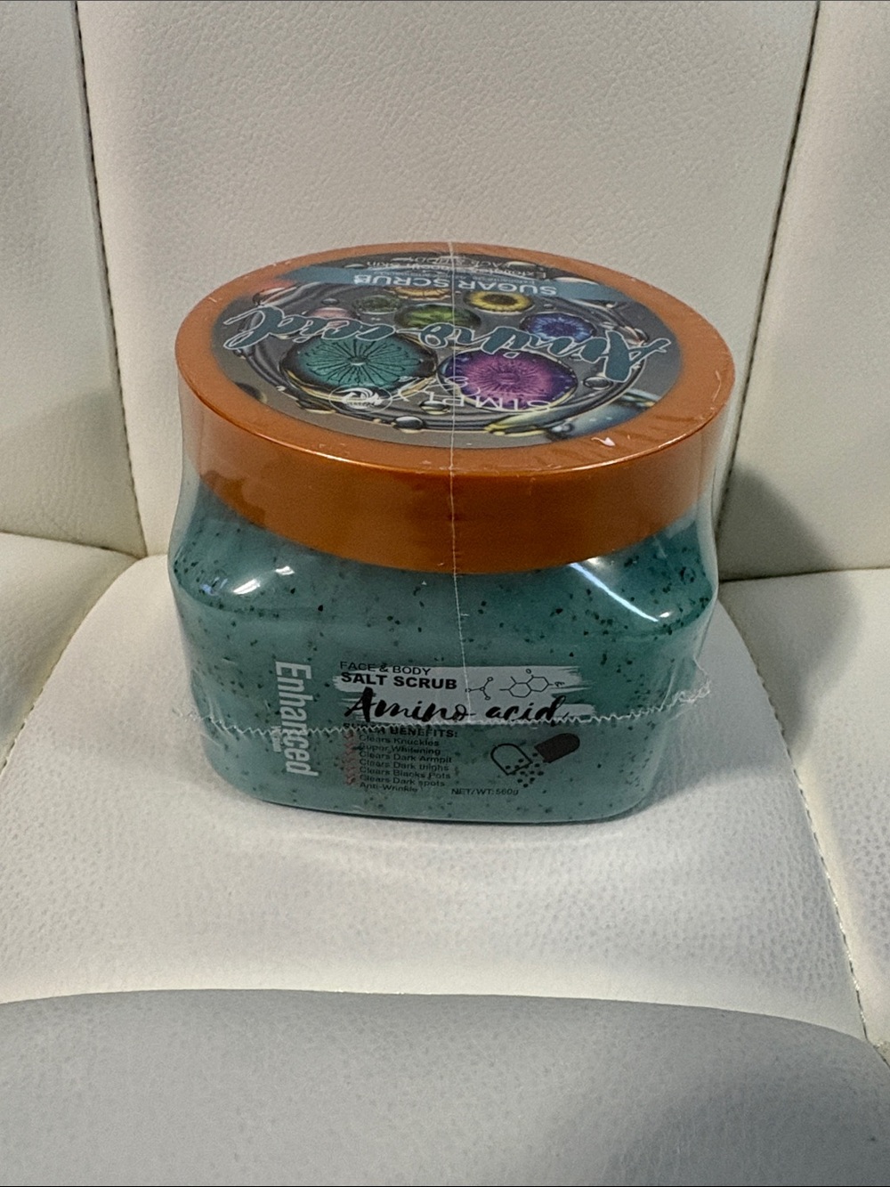 Simply Belle Teal Salt Scrub with Orange Lid